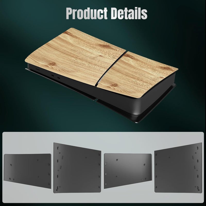 IMOFEE Slim Digital Edition Cover Plates for New PS5 Slim Console, Shell Panels Compatible with New PlayStation 5 Slim Accessories Protective Replacement Faceplate (Wood Grain) - Image 4